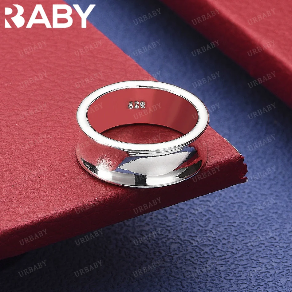 

URBABY 925 Sterling Silver Size 5-10 Contract Round Ring Grace Jewelry Trend Fashionable Birthday Party Gifts