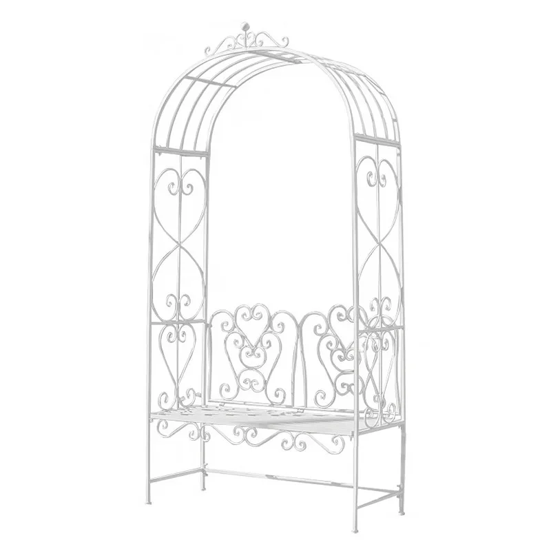 wrought iron with seat arch climbing vine flower stand garden balcony outdoor homestay courtyard climbing frame