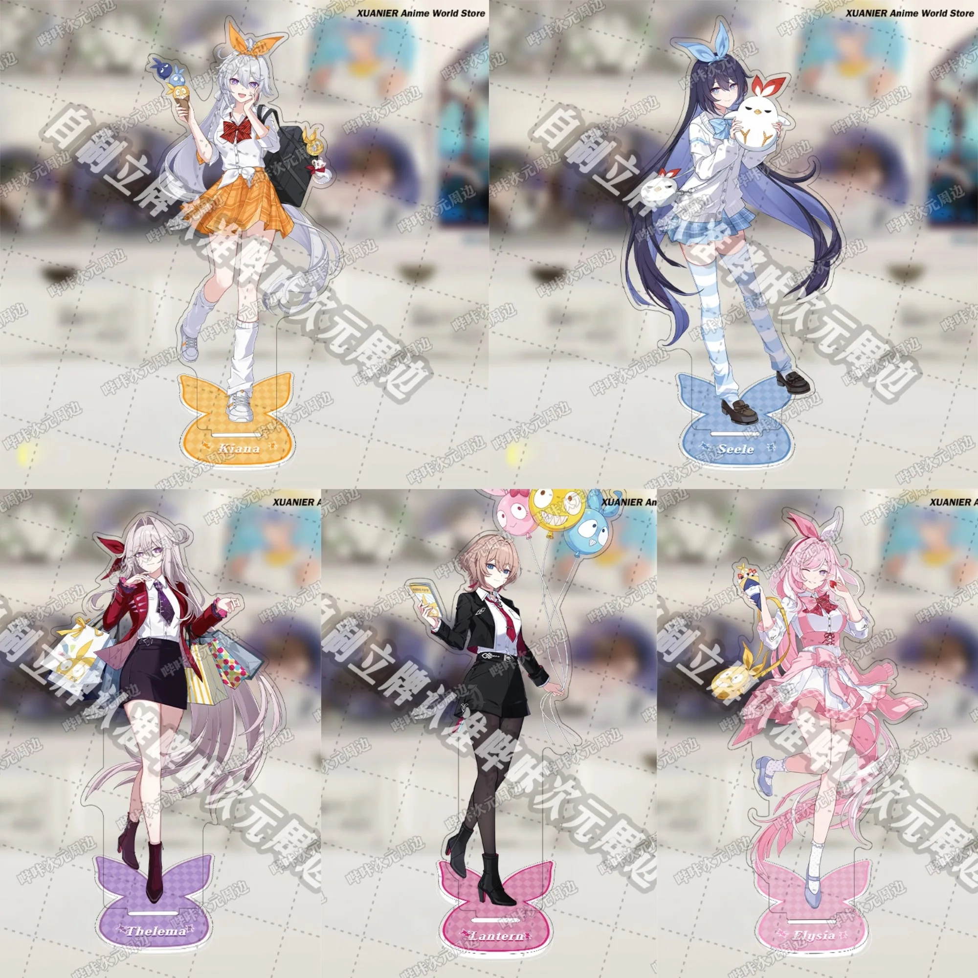 Figura Acrílica Decorativa de Anime Honkai Impact 3, Thelema Kiana, Kaslana Seele, Vollerei, Elysia, para Escritorio