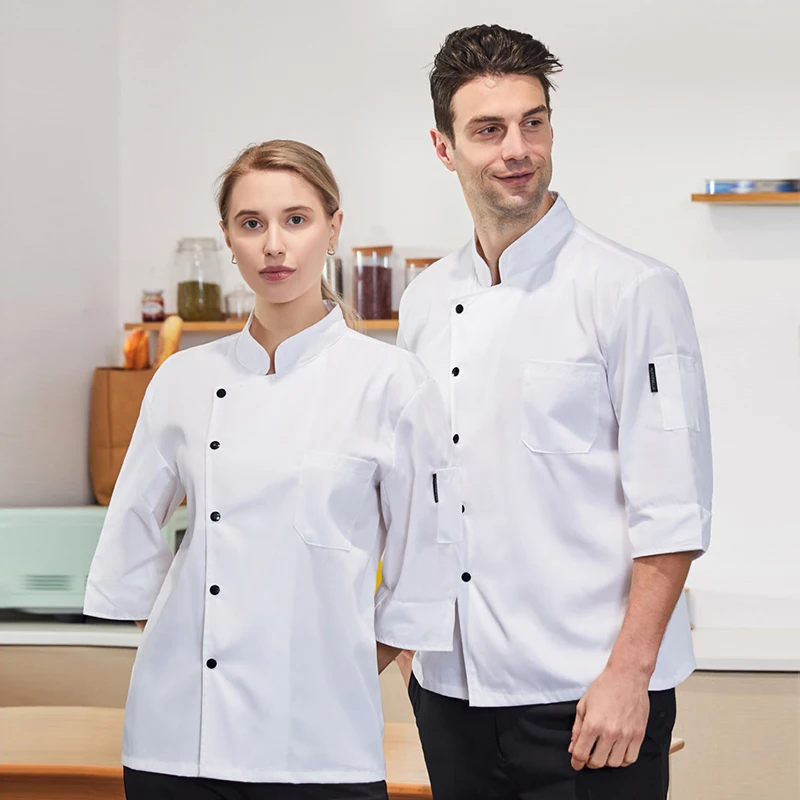 Schwarz Koch Jacke Lange Ärmeln Restaurant Küche Uniform Hemd Catering Hotel Frauen und Männer Kleidung Kochen Bäckerei Overalls