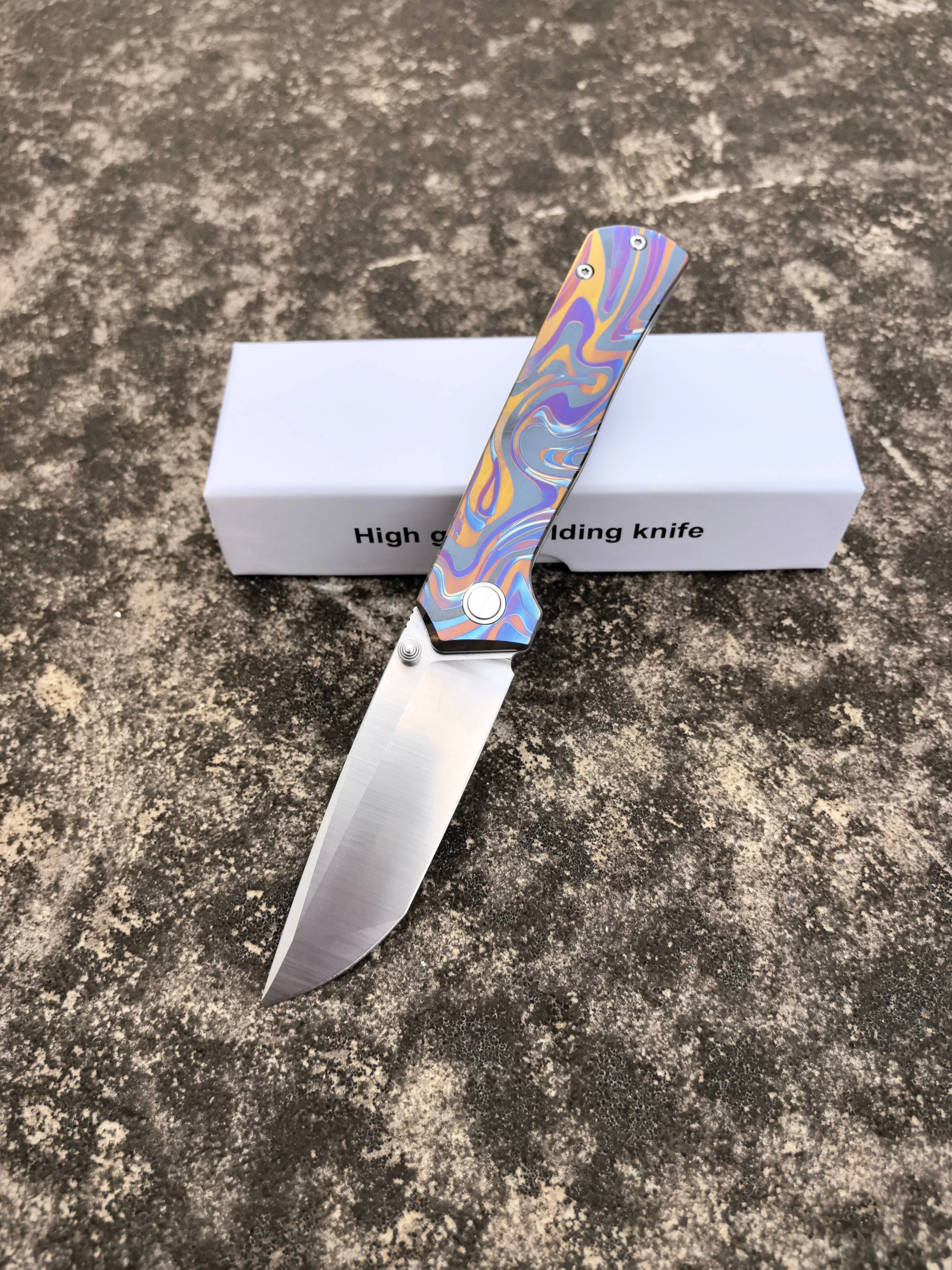 Folding Pocket Knife with 14C28N Steel Blade, Titanium Alloy Handle, EDC Tool for Outdoor Camping Hiking Daily Cutting