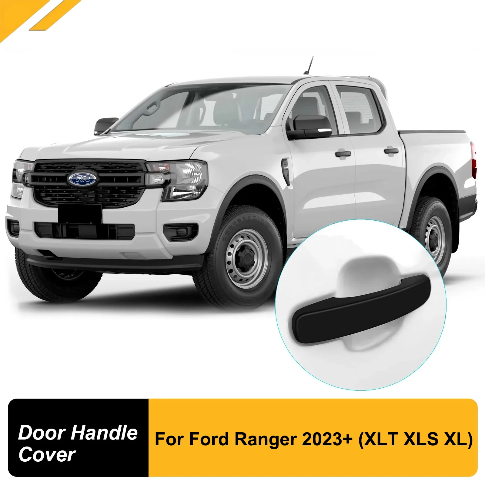 

4 Pcs Car Door Handle Covers Protective For Ford Ranger 2023 2024 2025 T9 XLT XLS XL Matte Black Exterior Waterproof Auto Parts