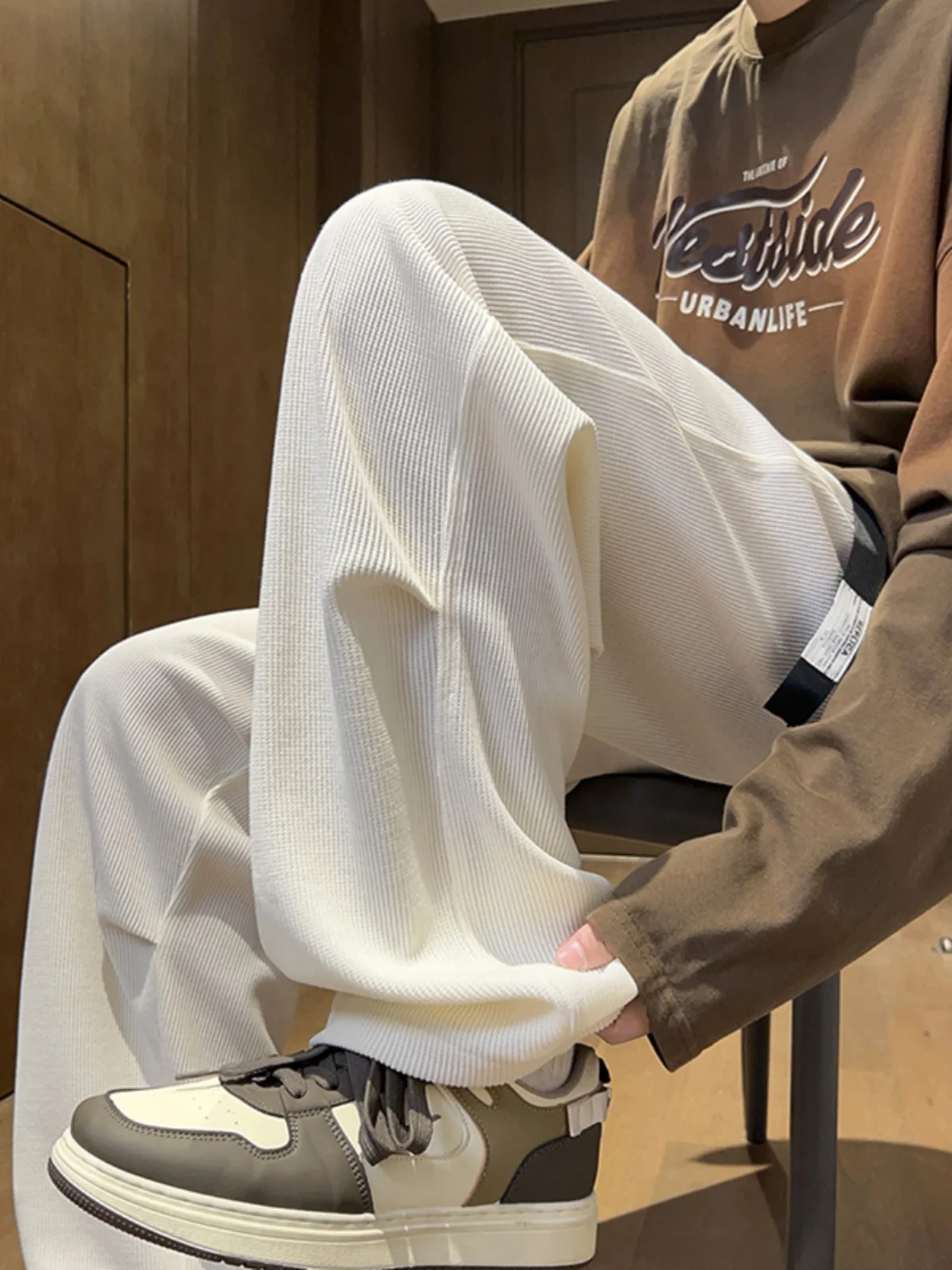 

Мужские вельветовые брюки оверсайз в американском стиле, прямые, осенне-зимние, модные, повседневные, свободного кроя, длинные