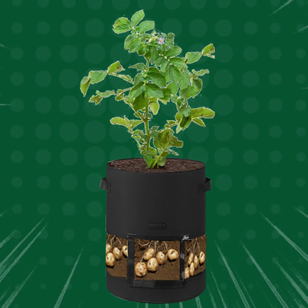 Non Woven Fabric Potato Bag 7 Gallon or 10 Gallon for Sustainable Home Gardening with Tensile Strength and Aging Resistance