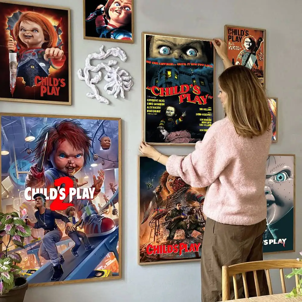 Children Play Chucky Slasher 1988 Anime Posters Sticky Whitepaper Sticker DIY Room Bar Cafe Kawaii Room Decor