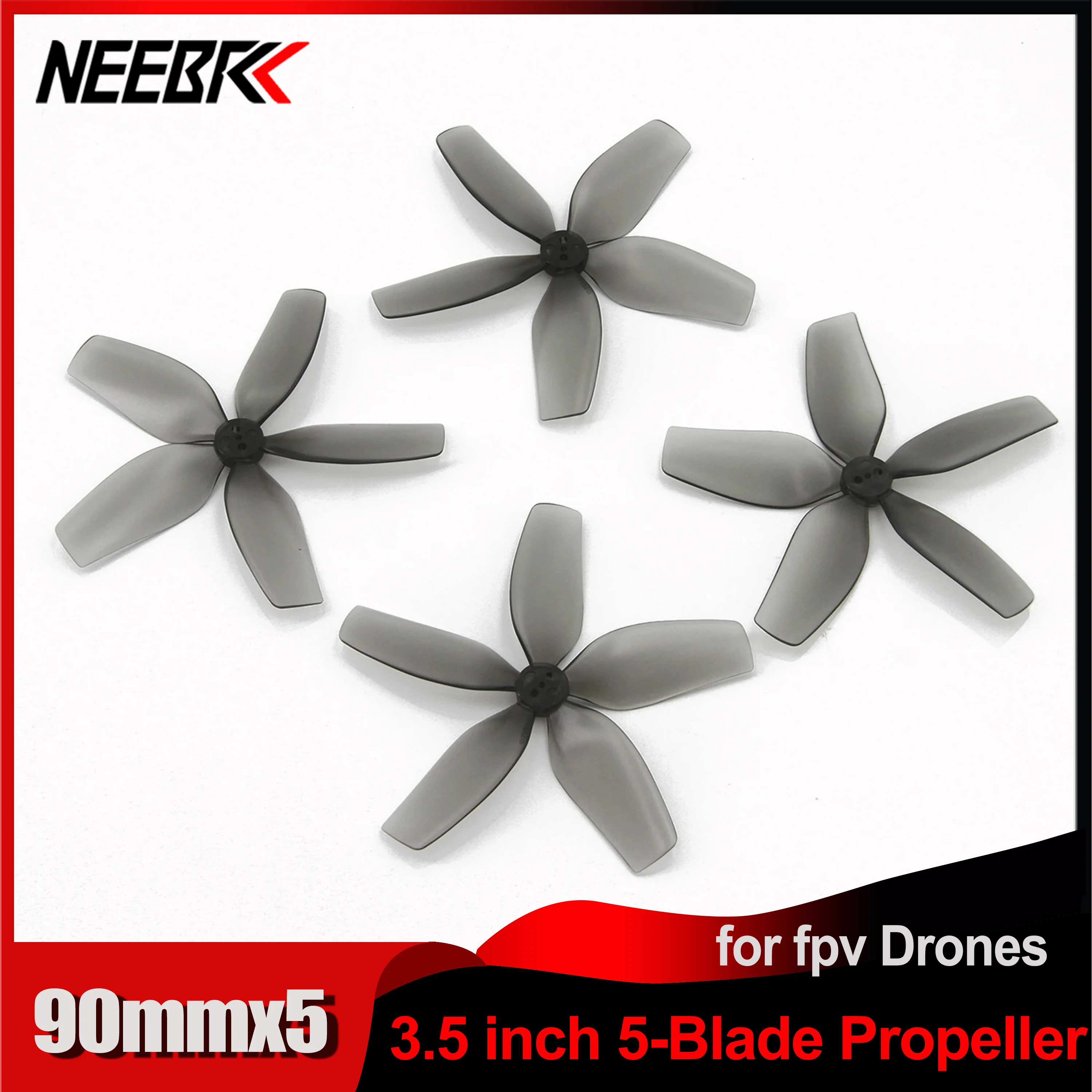 2Pairs NEEBRC 90MMX5 90mm 3.5inch 5-Blade 1.5mm Shaft PC Propeller for FPV Racing Drones RC Plane Freestyle Cinewhoop DIY Parts