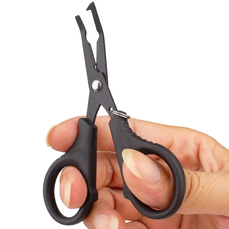 Dobeli Stainless Steel Multifunctional Hooks Remove Blacken Fishing PlierTitanium Plated Curved Mouth Fish Line Cutter Scissor