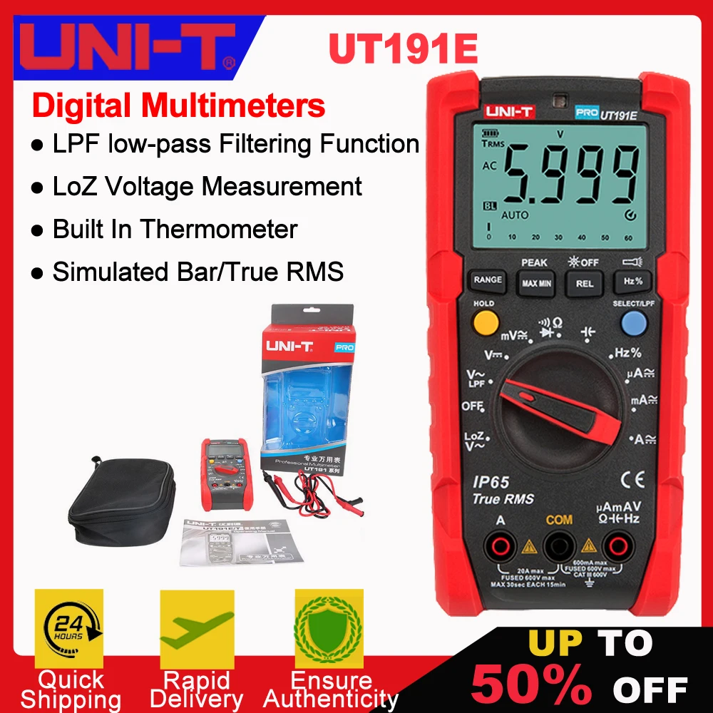 UNI-T UT191E UT191T profesjonalny multimetr cyfrowy UNIT True RMS ACV AC DC miernik napięcia prądu kondensator rezystor Tester