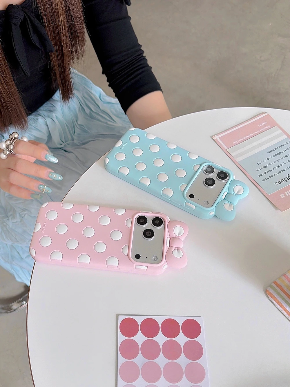 Kawaii 3D Cartoon Polka Dot Schleifenknoten Weiche Silikon Handyhülle für iPhone 12 13 14 15 16 17 Pro Max Lustige Schleife Stoßfeste Hülle – Detail 5