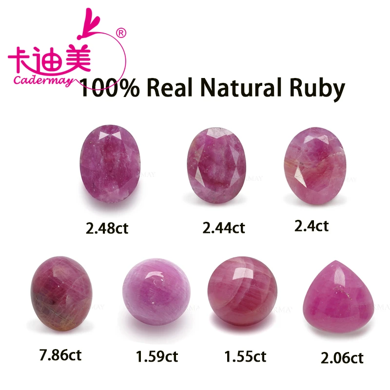 

CADERMAY Oval Shape 100% Real Natural Ruby Loose Stone With NGTC Certificate Beads For Jewelry Making