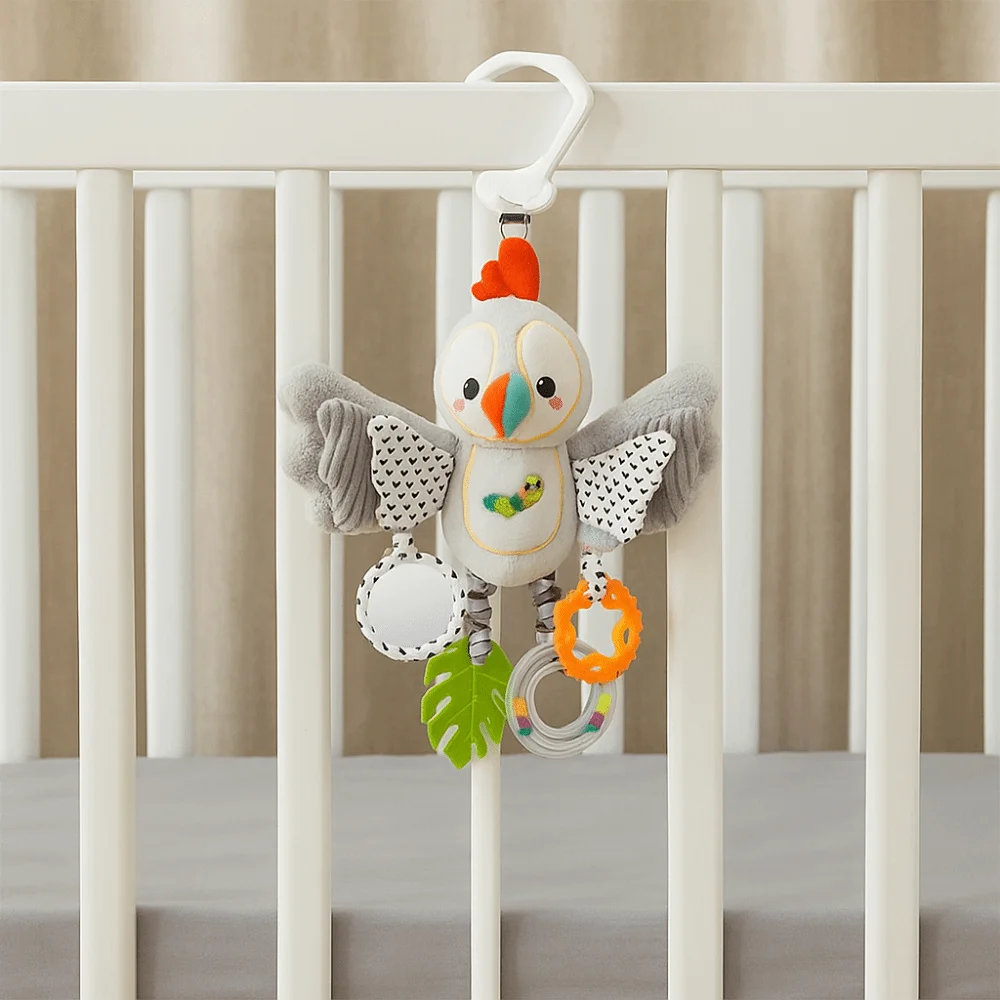 Hochet en coton PP, animal de dessin animé, éducation précoce, Montessori, hochet sensoriel pour nouveau-nés, lapin, pingouin, hochet, anneau de dentition, 0-12 mois