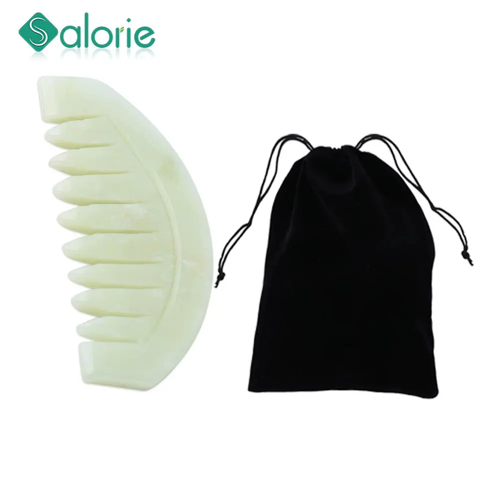 Natural Jade Head Massager Hair Comb Scalp Massage Comb Promote Blood Circulation In The Scalp Board Stone Hair Brush Comb