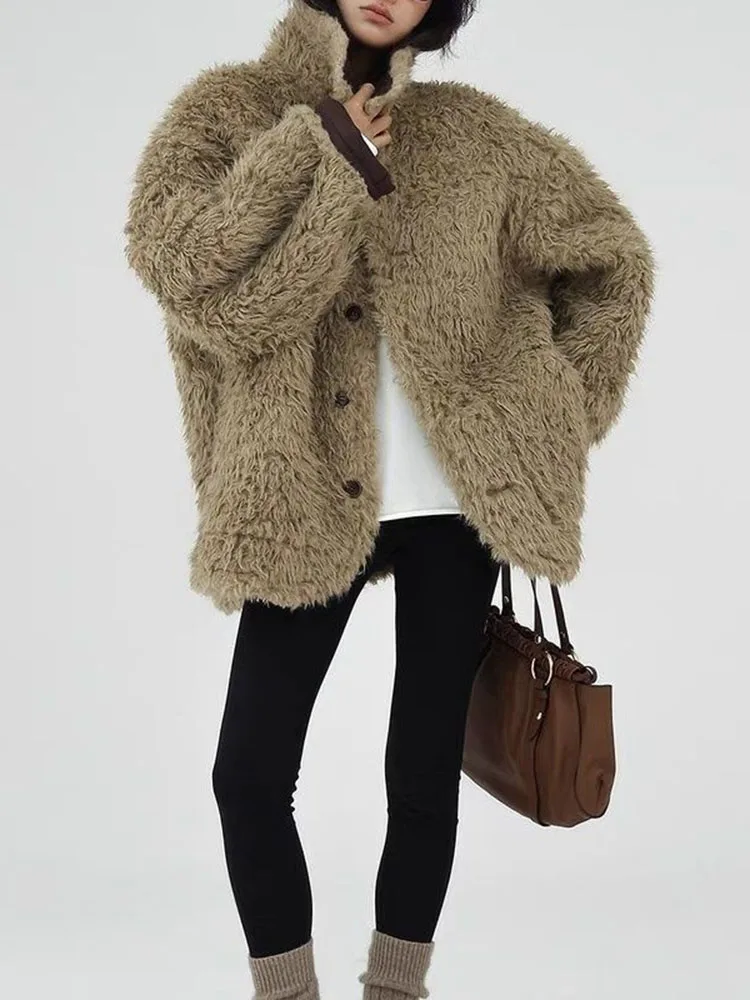 Casaco de inverno dupla face nova pele integrada casaco camurça curto motocicleta terno feminino emagrecimento versão coreana jaqueta série coreana