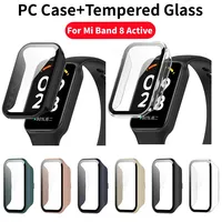 PC Case+Tempered Glass For Xiaomi Mi Band 8 Active Full Cover Screen Protector Smartwatch Bumper For Redmi watch 2 Active Shell