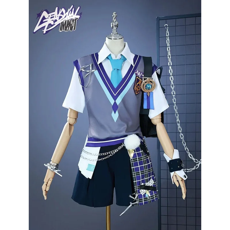 

2025 Dk Wanderer Korea Coffee Collab Cosplay Costume Doujin Fanart Casual School Uniform Wear Scaramouche Genshin Impact if;3