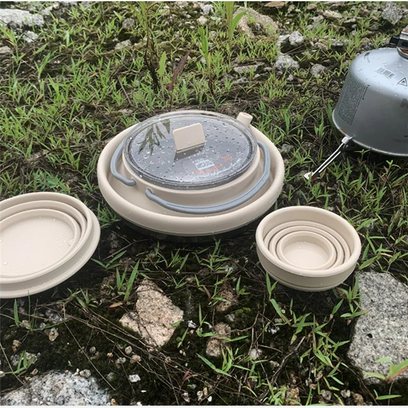 

ABAE-Portable Foldable Camping Kettle, Coffee Pot Foldable Silicone Kettle With Handle For Hiking, Travel And Outdoors