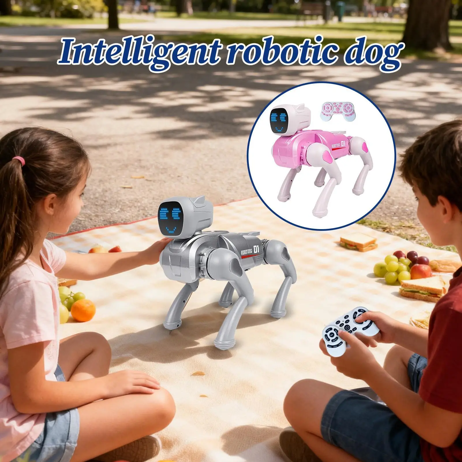 Chiens robotiques pour enfants, figurines interactives télécommandées, chiens robotiques de marche intelligents, animaux de compagnie pour enfants filles, voyage à domicile en intérieur