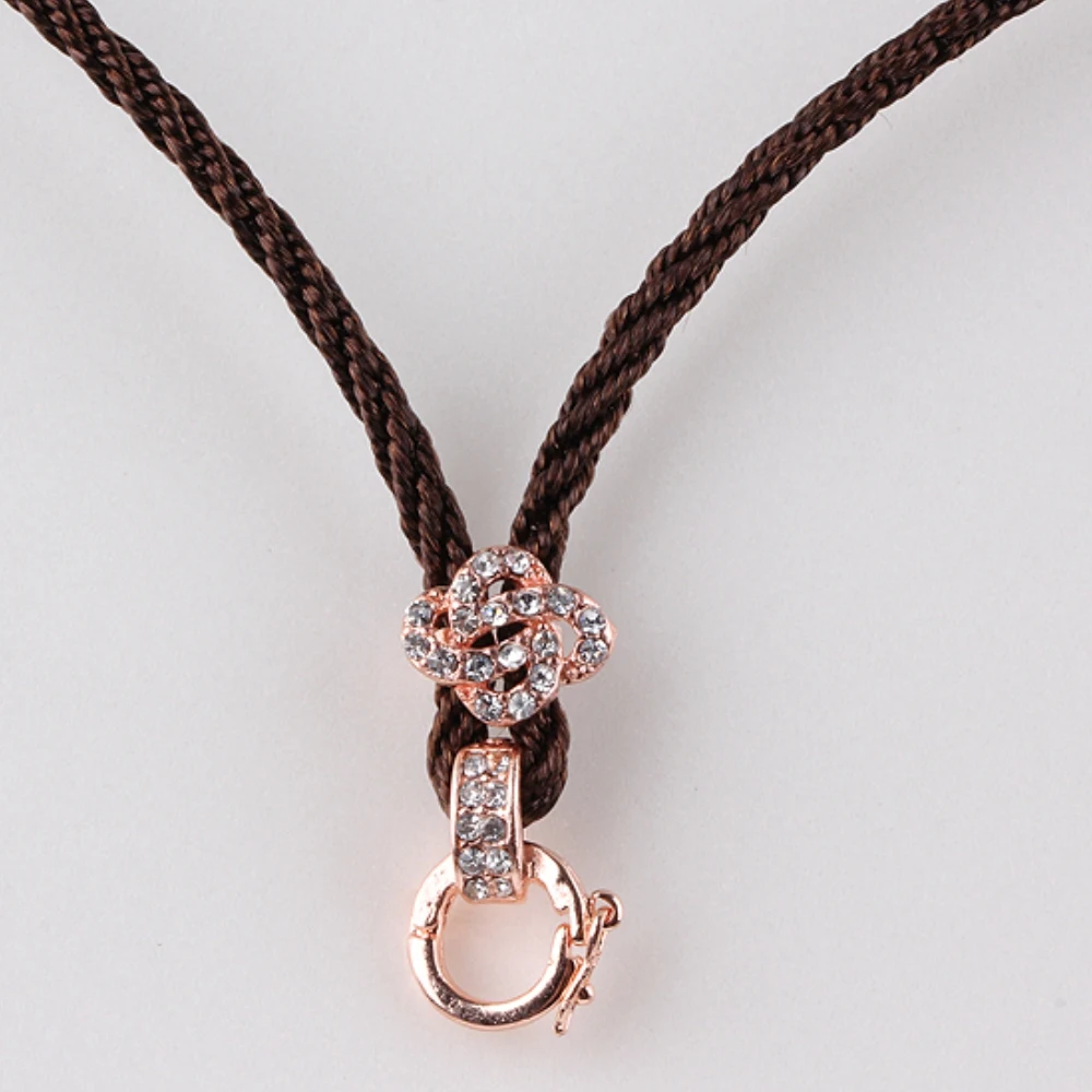 1PC Adjustable Rose Gold Auspicious Knot Hand Woven Semi-Finished Universal Buckle Necklace Hanging Rope For Various Pendants