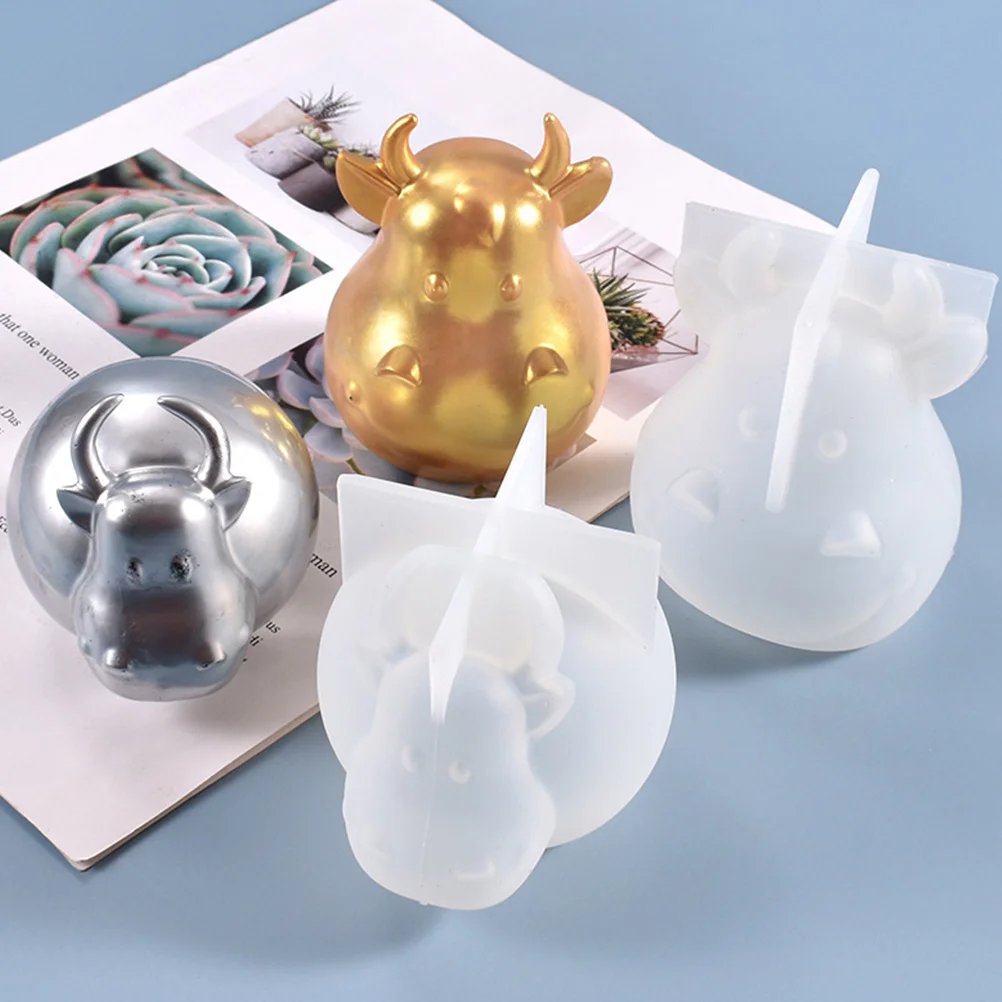 

Silicone Mascot Mold Three-Dimensional Cow Shaped Diy Accessory For Desktop Decoration Gift Crafting Kit Cattle Mould Handmade