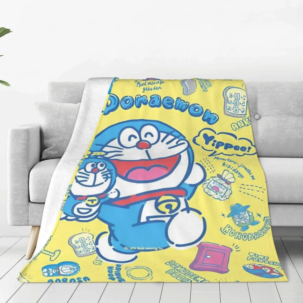 Cartoon D-Doraemon Blanket Picnic Flannel Throw Blanket For Couch Chair Sofa Bed Super Soft Custom Quality Bedspread Gift Idea