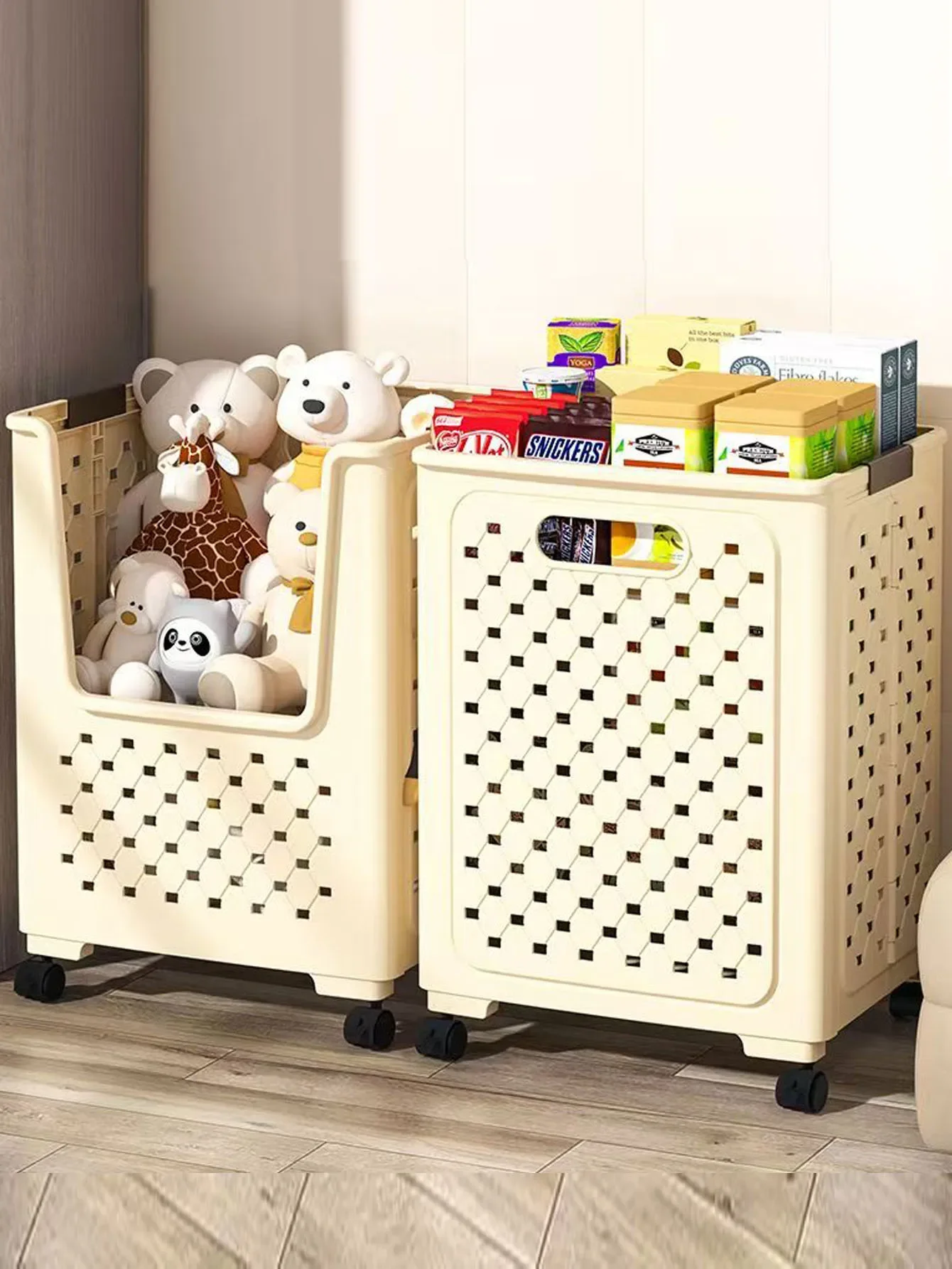 

Extra Large Wheeled Folding Laundry Basket Breathable Large Capacity with Handles Suitable For Families Hotels and Dormitories