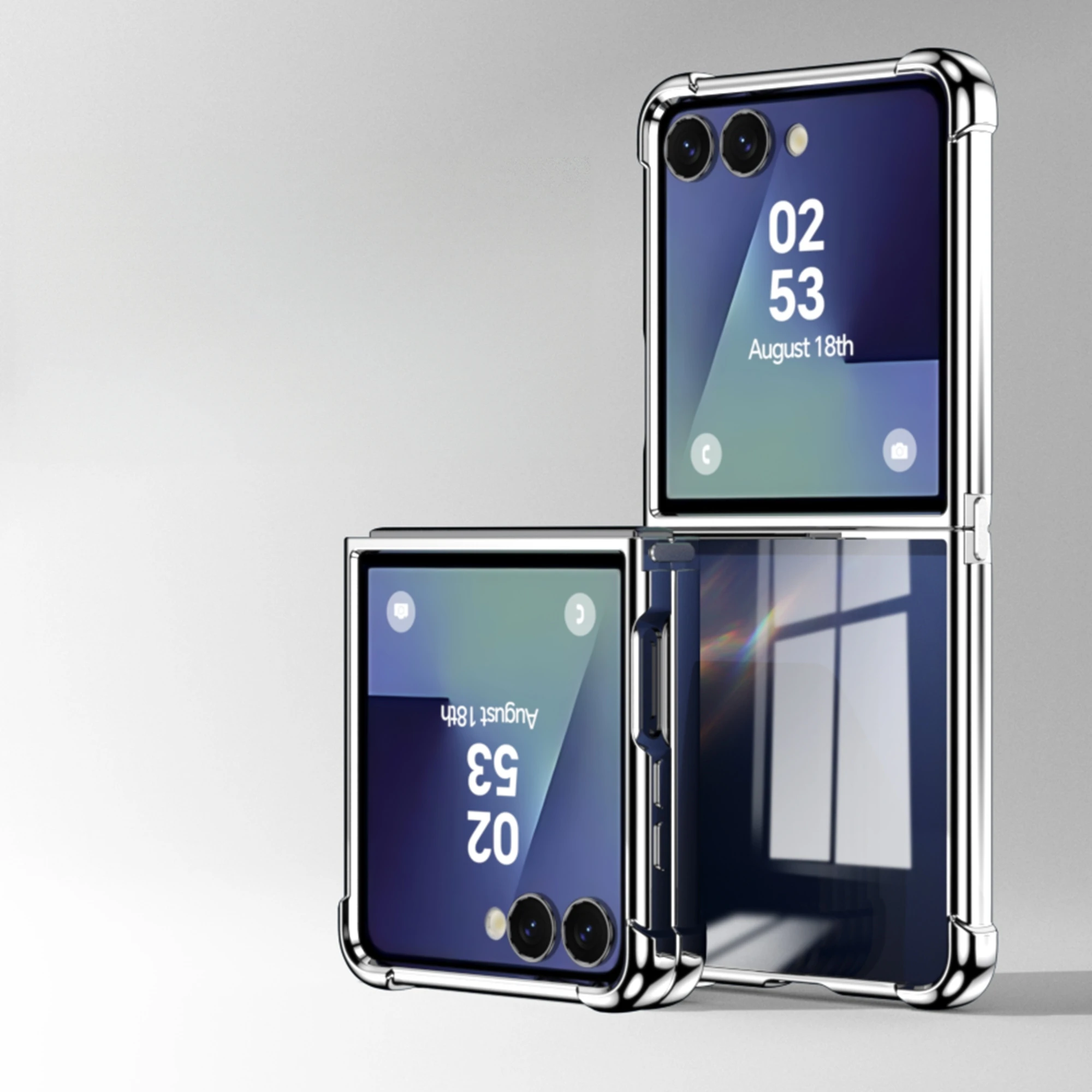 Luksusowe, przezroczyste, miękkie etui na telefon z powłoką ochronną do Samsung Galaxy Z Flip 8 7 FE 6 5 4 3, wzmocnione, odporne na wstrząsy, przezroczysta tylna obudowa. — zdjęcie produktu 2