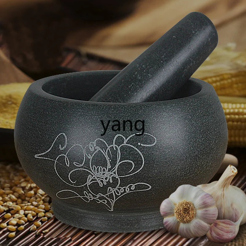 

LH Household bluestone garlic press nostalgic large old stone mortar masher complementary food grinding