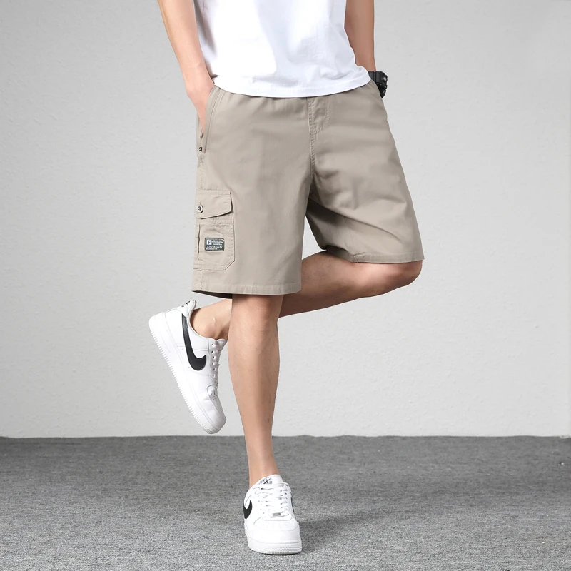 Multi bolsos carga Shorts dos homens, ao ar livre Drawstring algodão tático Shorts, leve Shorts de caminhada militar, masculino