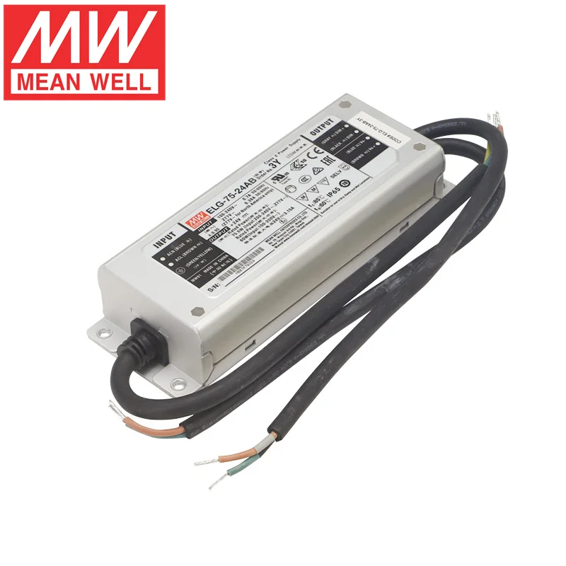 

MEAN WELL IP67 ELG-75W 3Y LED Driver Waterproof 12V 24V 36V 42V 48V DC Led Power Supply for LED Lighting Strip SMPS ELG-75-24