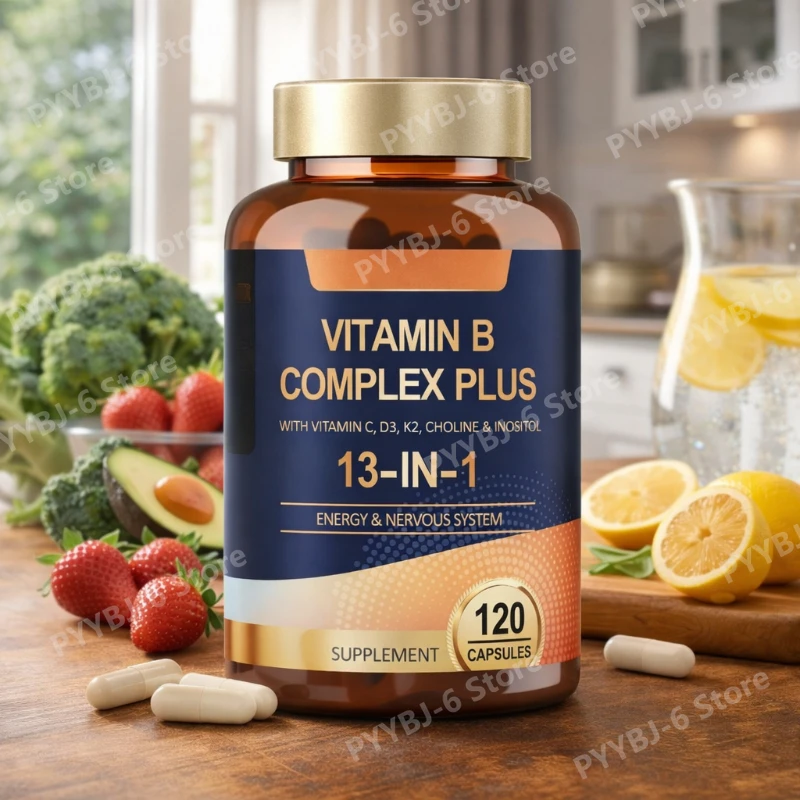

Витаминный комплекс B Plus 13-в-1, 120 веганских капсул: поддержка энергии, иммунитета, нервной функции, здоровья кожи, антиоксидантная добавка