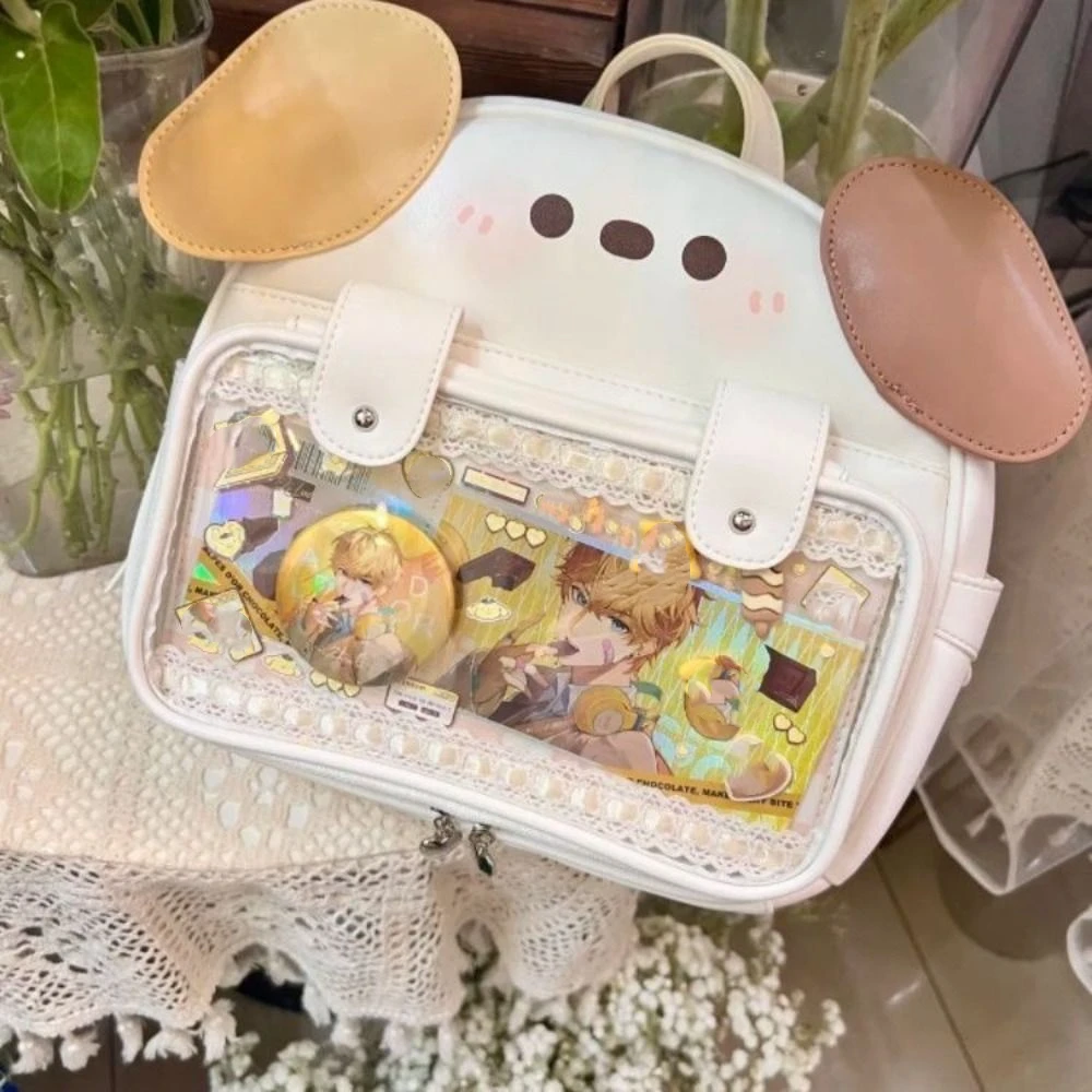 Zipper Cartoon Puppy Itabag PU Idol Merchandise Storage Transparent Pocket Badge Storage Bag Wallet Fashion Backpacks Outdoor