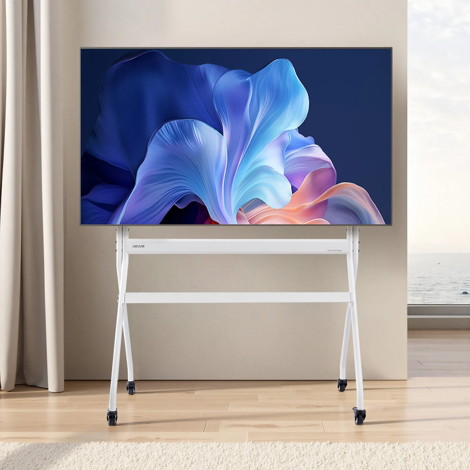 

Heavy Duty Mobile TV Stand on Casters for 35 to 100 Inch TVs Up to 198 Lbs Adjustable Height Rolling Cart with Locking Wheels