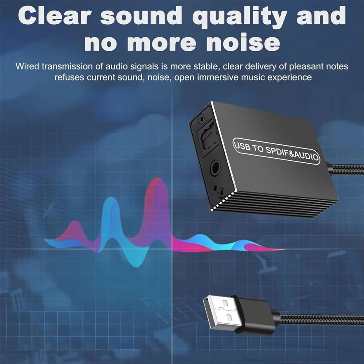 AU47-USB A to 3.5mm TOSLINK Optical Audio Adapter, Unidirectional USB to S/PDIF Transmitter Converter for PS5 PC Speaker