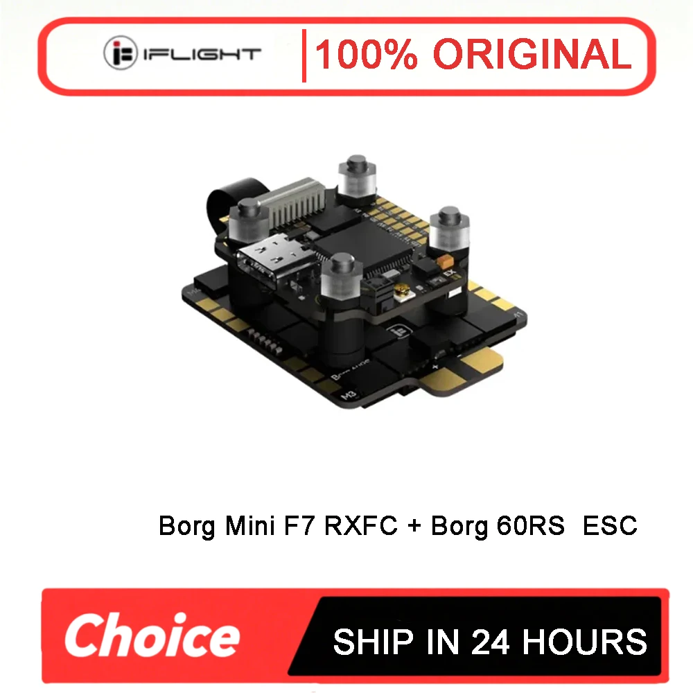 Combo Contrôleur de Vol FPV Borg Mini F7 Stack avec ESC LiHV 60RS 60A 4-8S et Récepteur ELRS 2.4G pour Drone de Course Quad