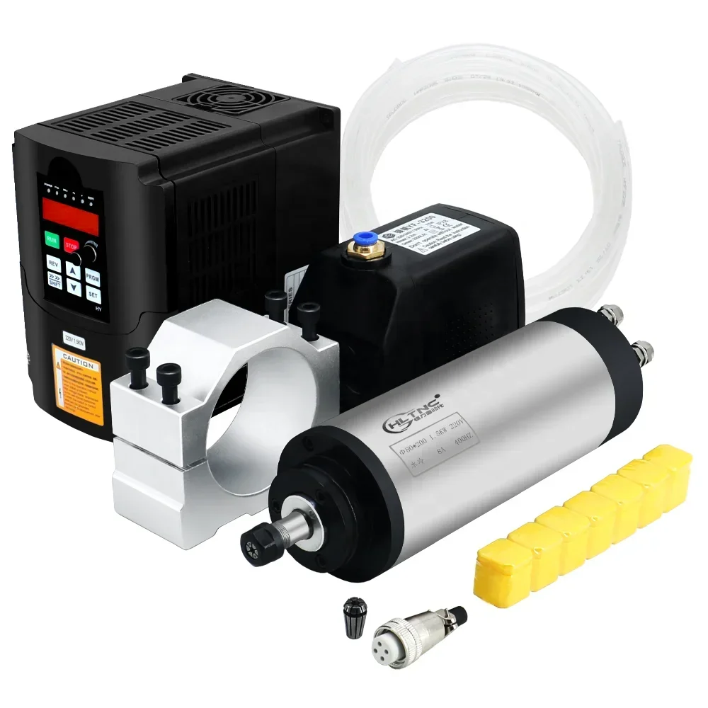 HLTNC 1.5KW 220V 80mm径 ER11 円形水冷スピンドル 1.5kw 220V 単相三相高品質インバーター