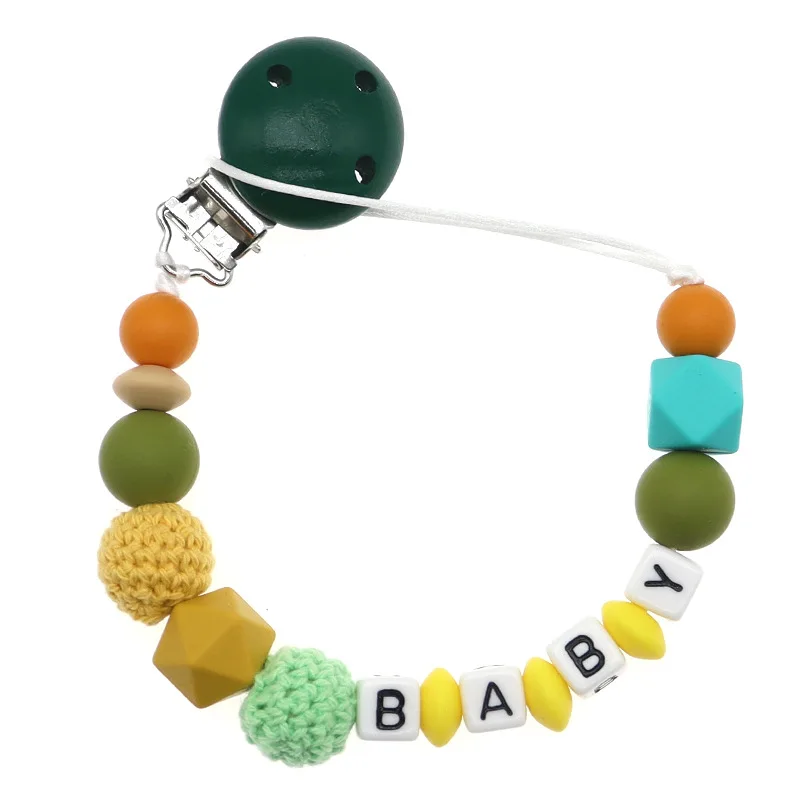 Gepersonaliseerde Fopspeen Clip Baby Maatwerk Naam Siliconen Fopspeen Anti-Drop Chain Food Grade Siliconen Kinderziektes Speelgoed Voor Molaire