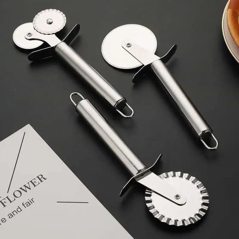 Double Roll Pizza Stainless Steel Knife Pasta Cutter Pasta Pasta Round Lace Pizza Wheel Kitchen Tools Kitchen Accessories