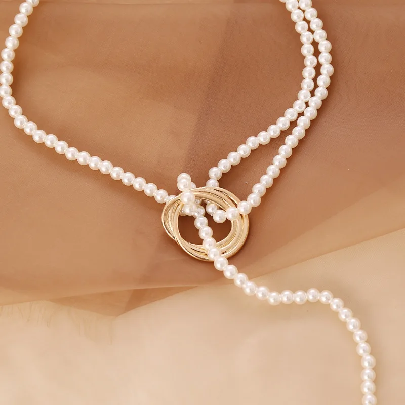 Vintage Perle Anhänger Halskette für Frauen Elegante Perlen Lange Quaste Pullover Kragen Kette Zubehör Temperament Mode Schmuck – Detail 6