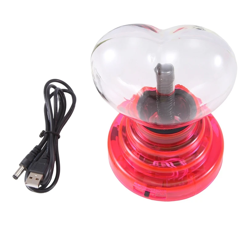 Plasma Ball Heart Shaped Light 4In Touch Activated, Valentine Gift,USB Cable Or Battery Powered,Gifts For Kid And Adults Durable