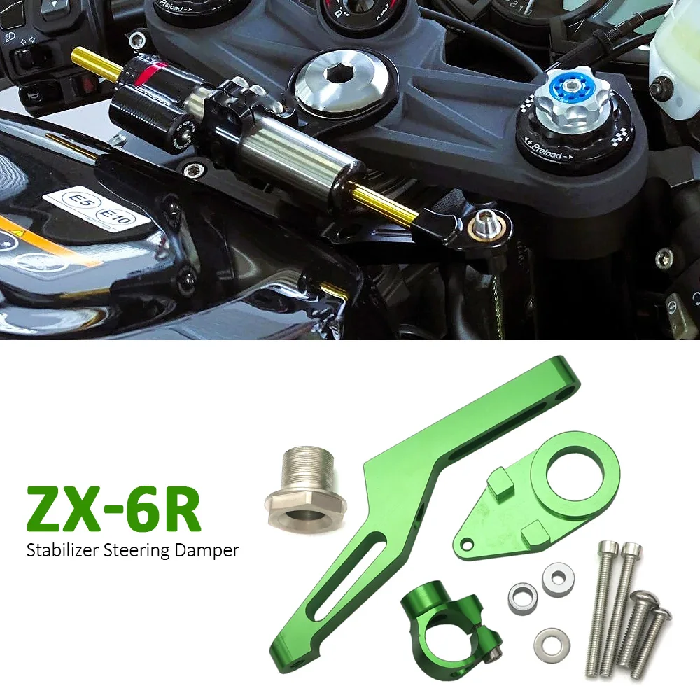 

For Kawasaki ZX6R ZX 6R ZX-6R 636 2009-2025 Motorcycle Accessories Aluminium Steering Stabilizer Damper Mounting Bracket Kit