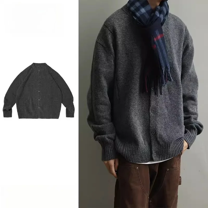 

Men's Knitted Cardigan Sweater round Ne Warmth College Sle Spring Autumn Versatile Lazy Faion Top Quali Polyester Fiber