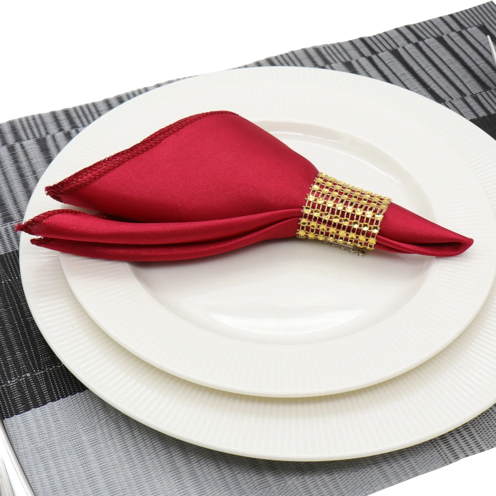 

25PCS Satin Square Table Napkin 30cm Pocket Handkerchief Cloth For Wedding Event Party Hotel Home Supplies Red White