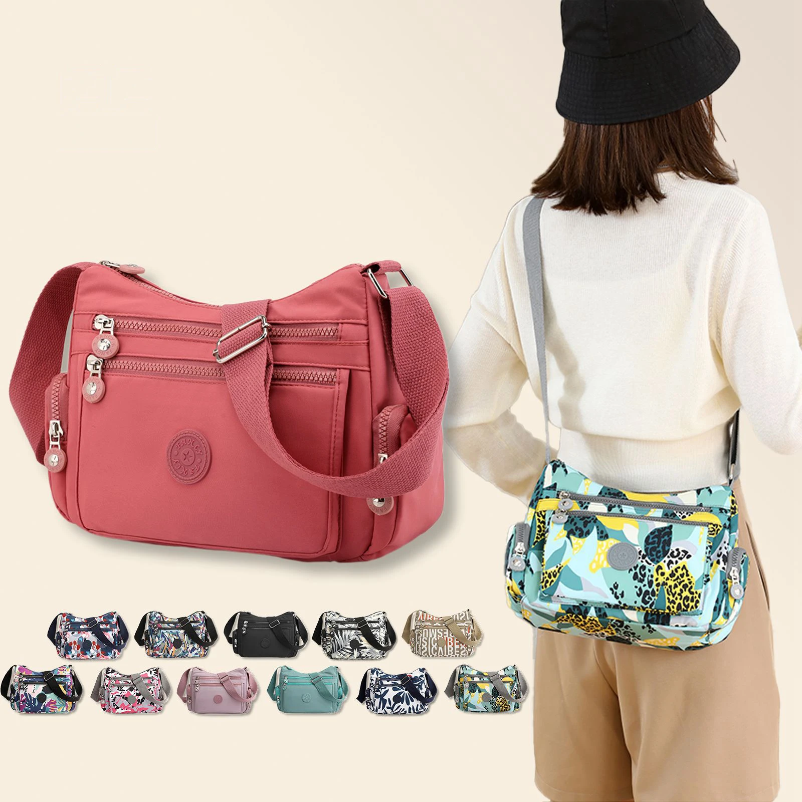 Printing Shoulder Bags for Women Waterproof Crossbody Casual Multifunction Shopping Handbag Large Capacity Messenger Bag Female