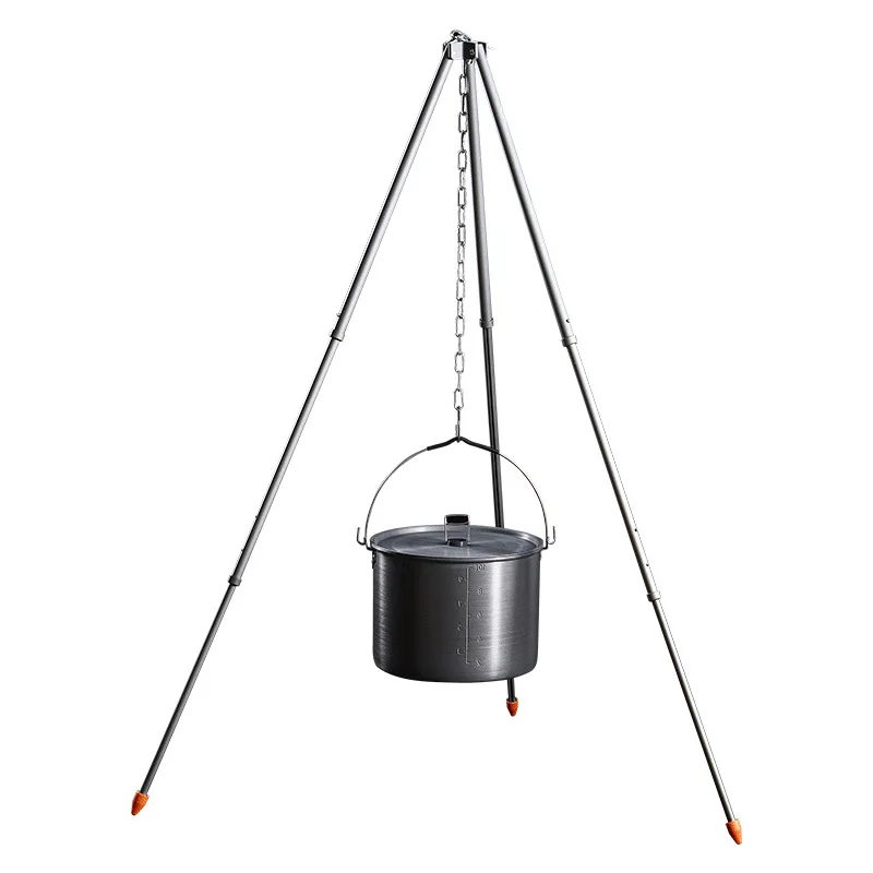 

Campfire Rack Camping Supplies Outdoor Aluminum Single Pot Outdoor Pot Tripod Picnic Hanging Pot Set