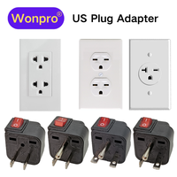 North American US Nema Plug Adapter Max AC250V 10A Wonpro Power Socket With On/Off  Switch