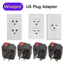 Północnoamerykańskie gniazdo zasilania US Nema przejściówka Adapter Max AC250V 10A Wonpro z włącznikiem/wyłącznikiem