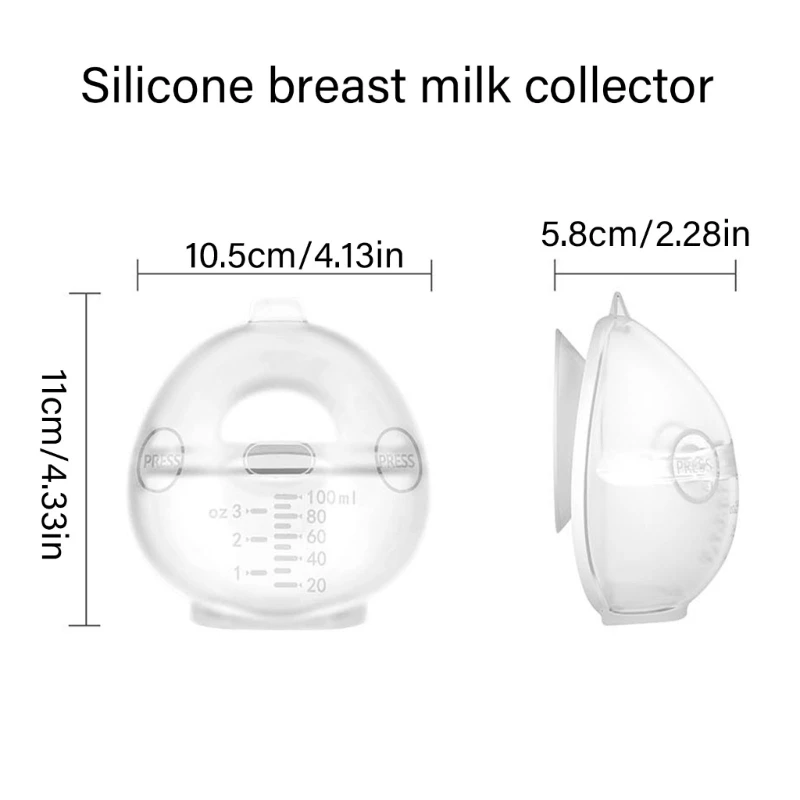 Leak Proof Breast Milk Saver, 100ML Silicone Nursing Milk Collection Case Container Wearable for Breastfeeding Mother H37A