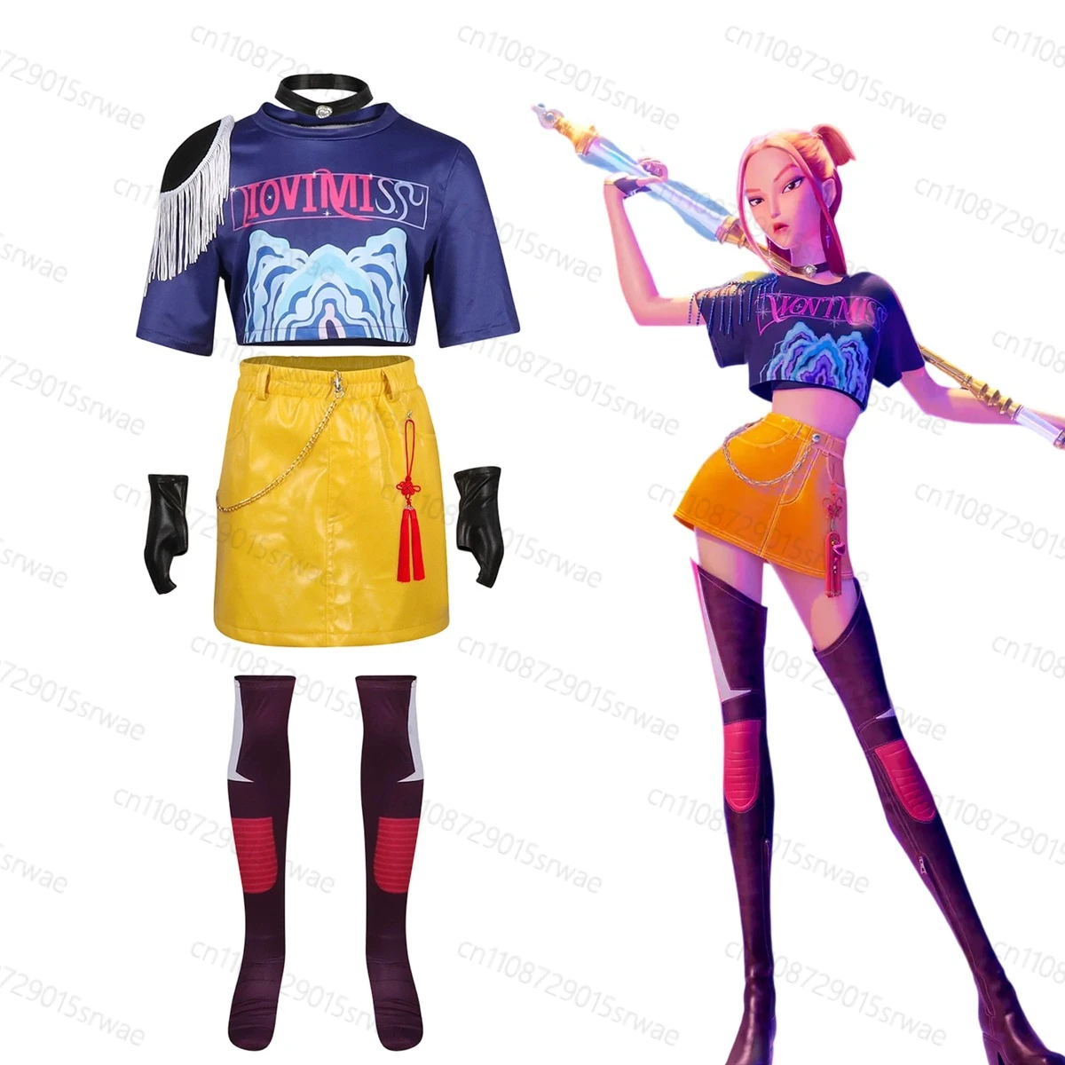 

Kids Anime Movie KPOP Demon Hunters Mira Cosplay Costume Gothic Uniform Stage Clothing Child Girls Idol Roleplay Outfits