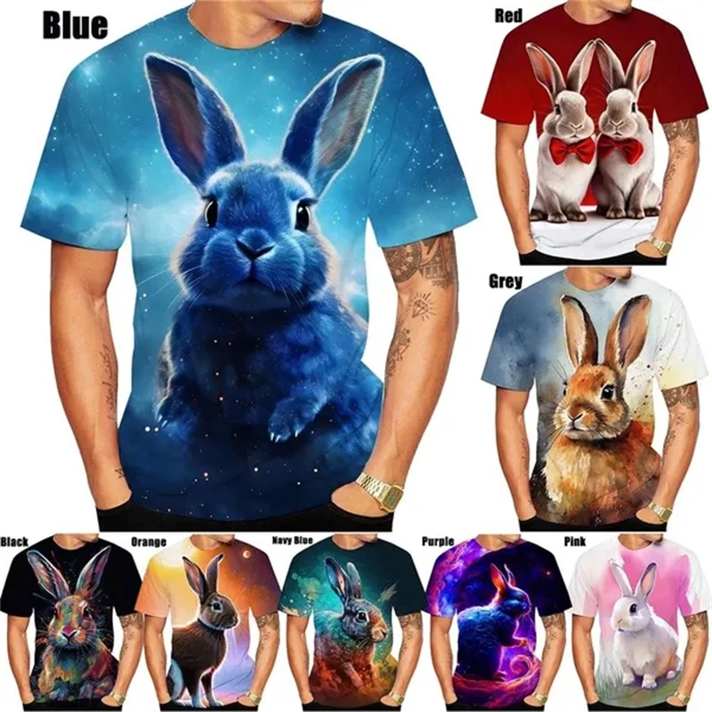 

New Arrival Cute Rabbit 3D Printed Casual T-Shirt Personality Fashion Unisex Hip Hop Round Neck Short Sleeve Tops Graphic Tee