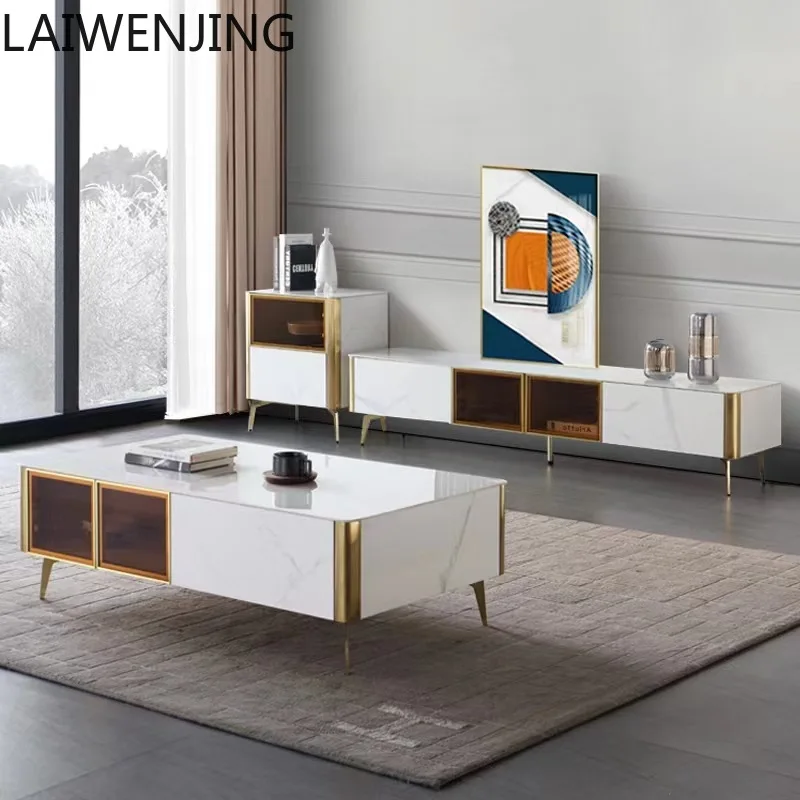 

HLZ minimalist light luxury TV cabinet coffee table bucket cabinet combination Nordic modern minimalist living room side cabinet